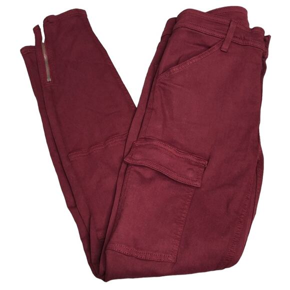 NWT Splendid Maroon Zipped Cargo Pocket Utility Skinny Pants Size 26 - Picture 1 of 7